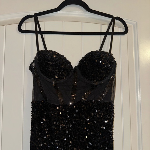 Diva Boutique Black Sequin High Slit Dress - Picture 8 of 12